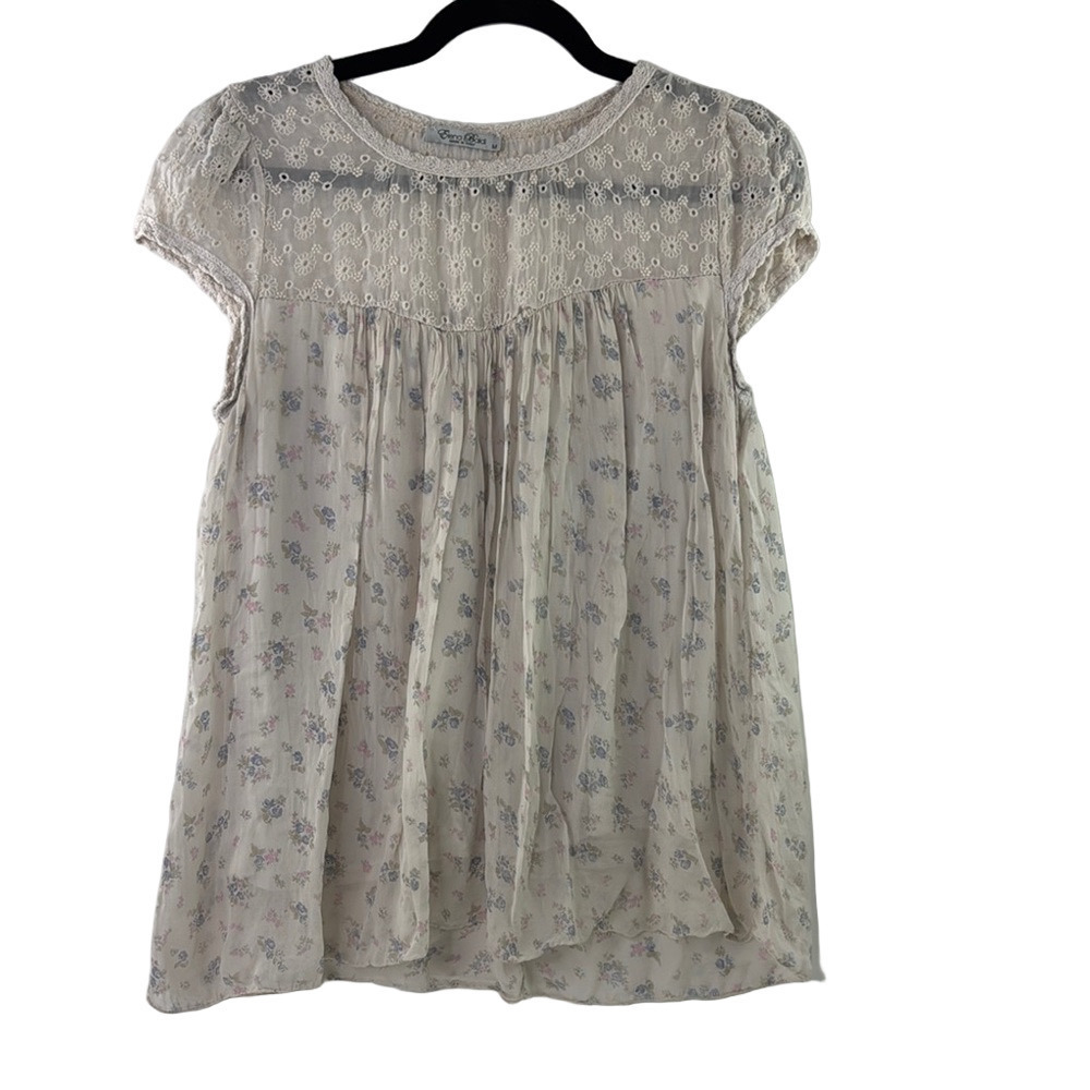 Elena Baldi Floral Lace Silk Blouse